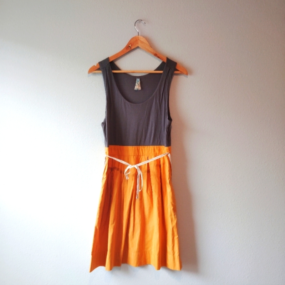 Anthropologie MaAsymmetrical Gray and Orange Dress
